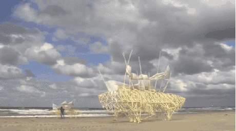 beach robot experiment strandbeest